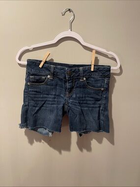 American Eagle Outfitters Blue Denim Cutoff Shorts with Frayed Hem